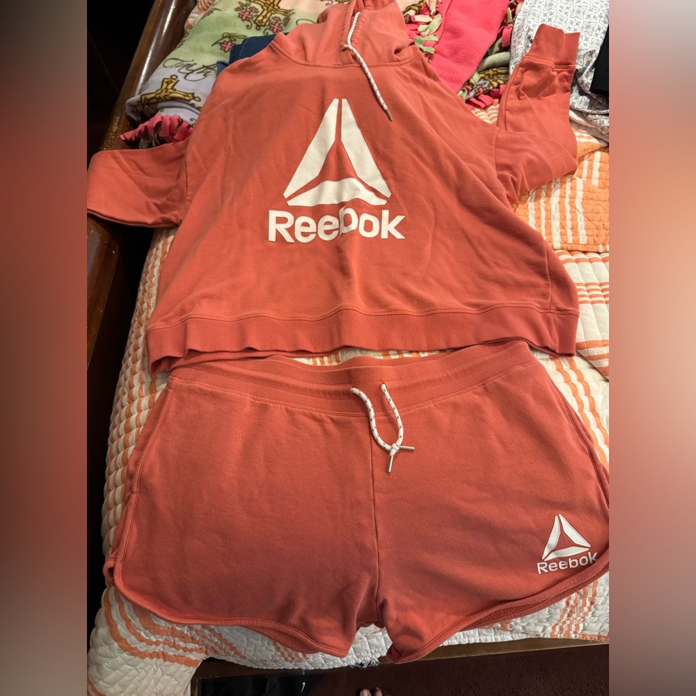 Reebok Coral/Orange Hoodie and Shorts Set
